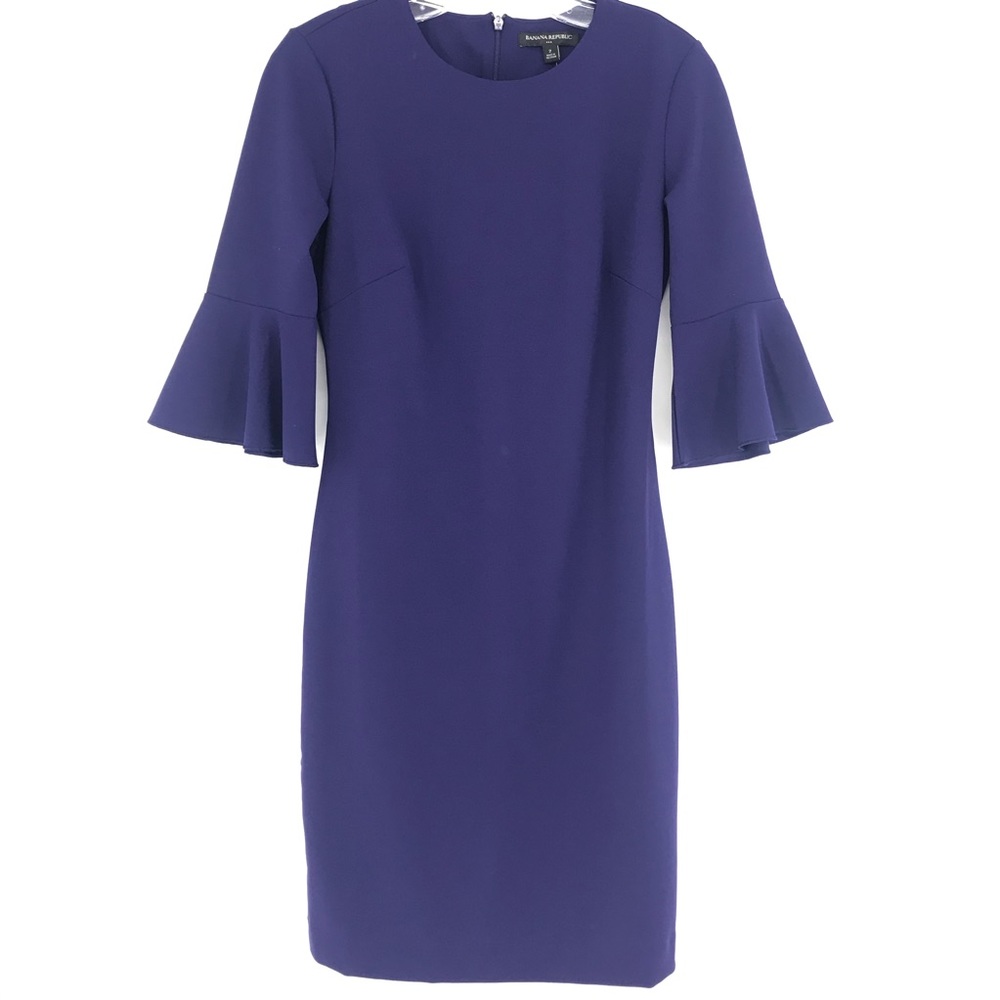 Banana Republic Sheath Dress Bell Sleeve Purple